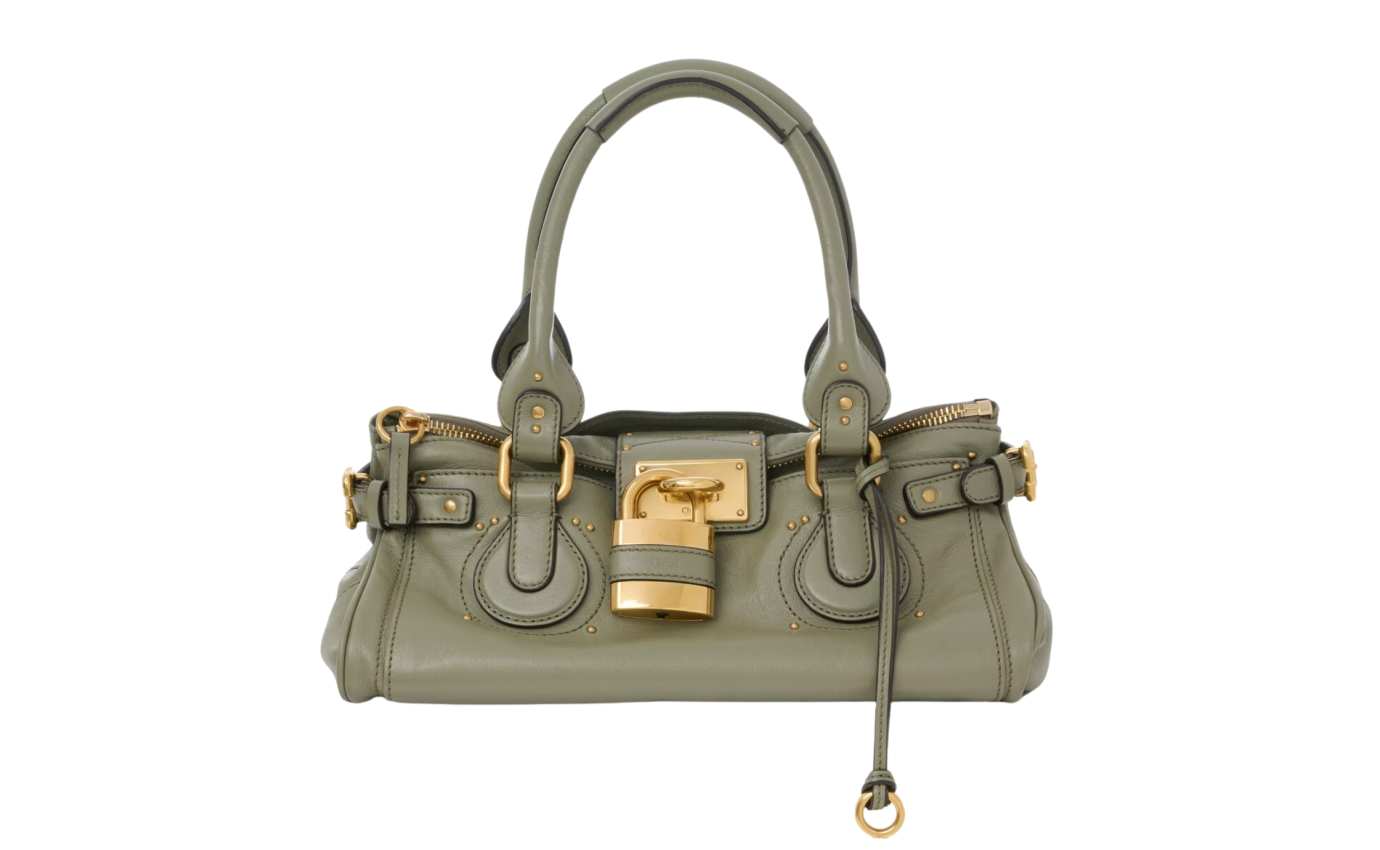 Visuel 1 : Chloé Sac Paddington en cuir vert grainé | Boutique de sacs de Luxe Parenthese