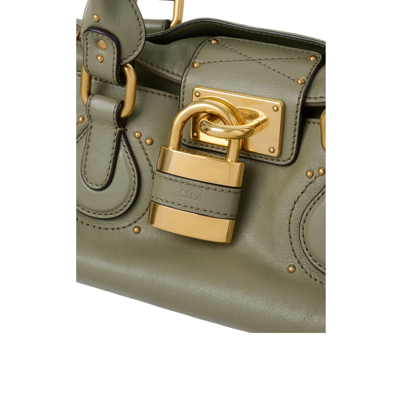 Visuel 5 : Chloé Sac Paddington en cuir vert grainé | Boutique de sacs de Luxe Parenthese