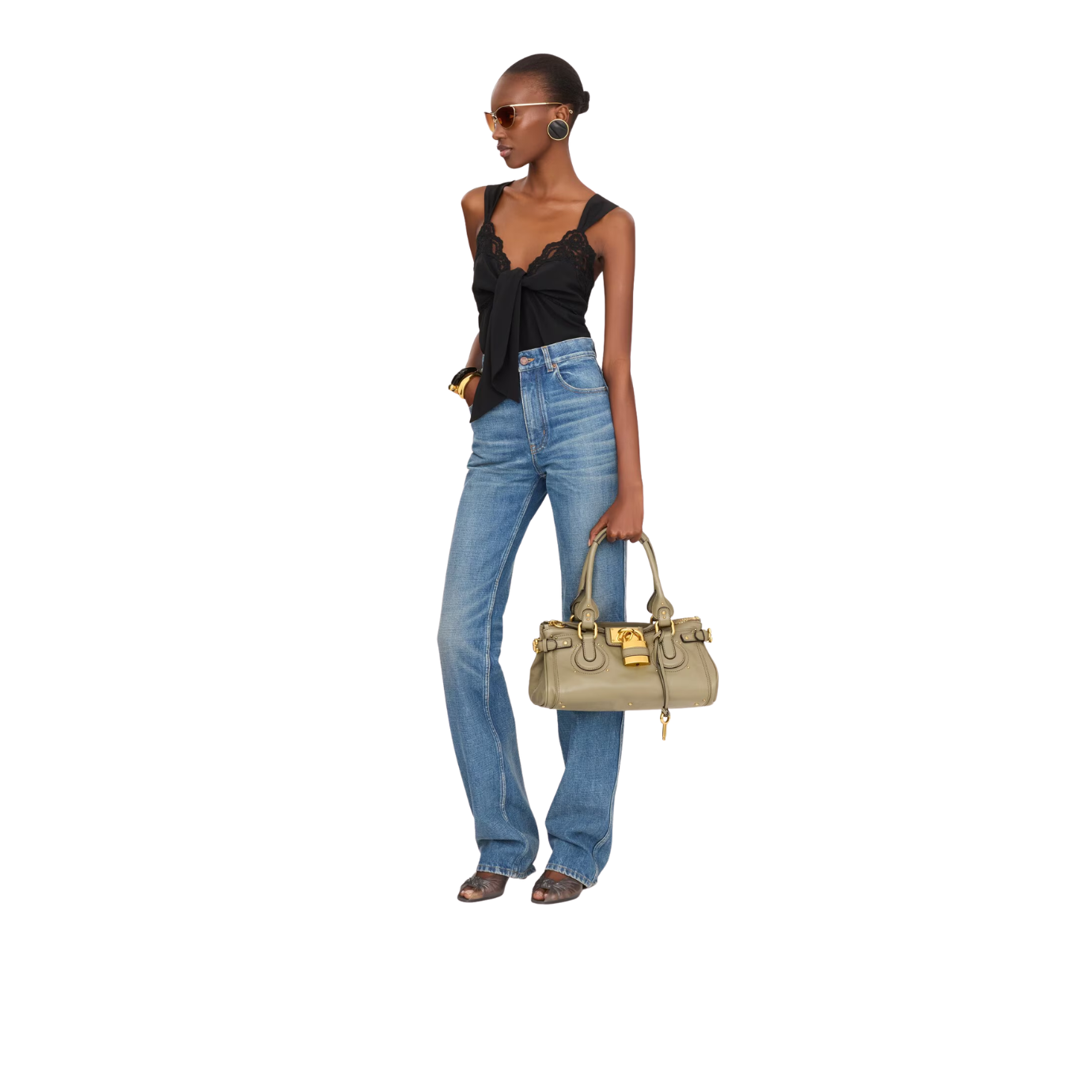 Visuel 6 : Chloé Sac Paddington en cuir vert grainé | Boutique de sacs de Luxe Parenthese