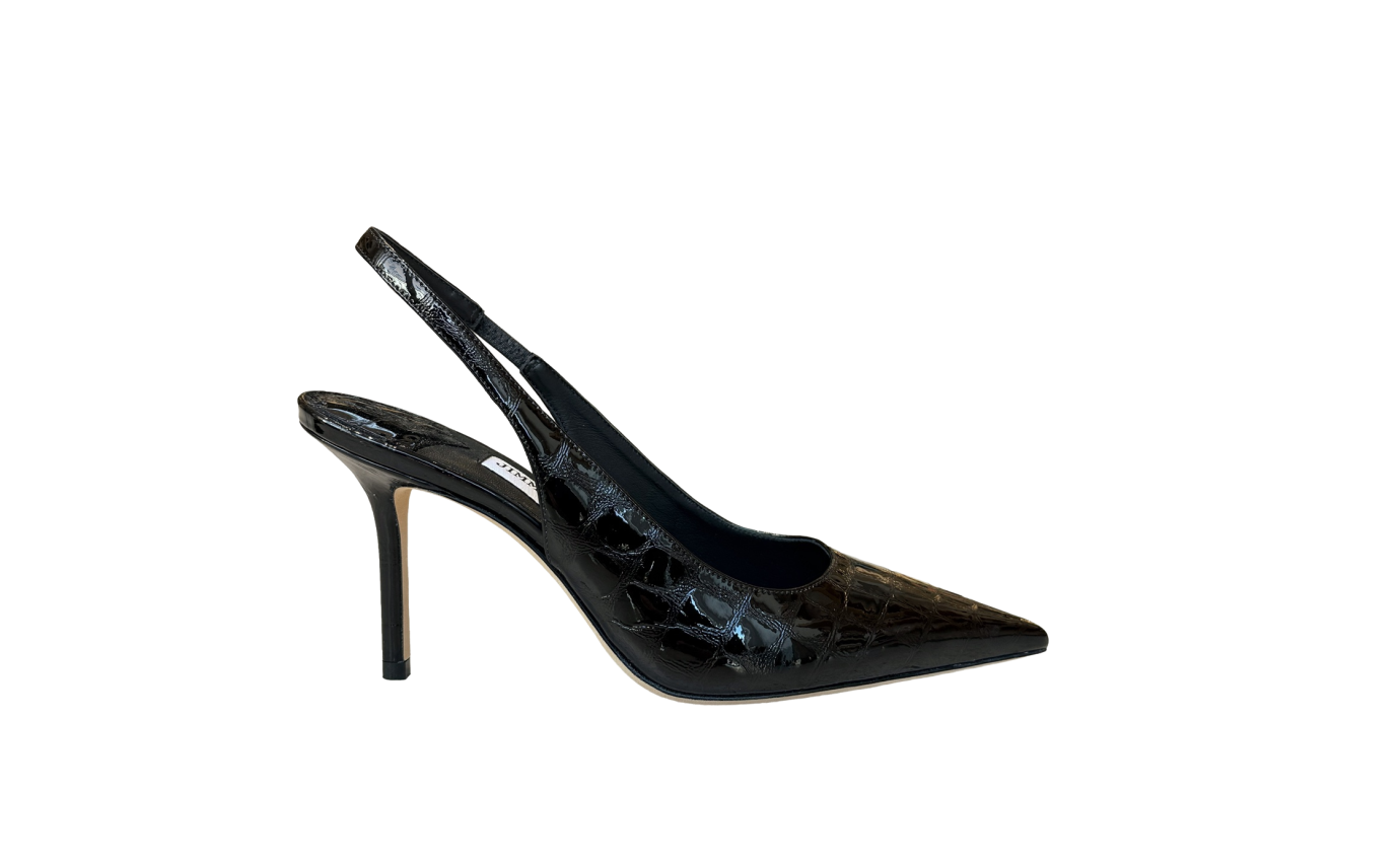 Visuel 1 : Jimmy Choo | Escarpin Love Slingback vernis croco noir| Boutique Parenthese Bordeaux