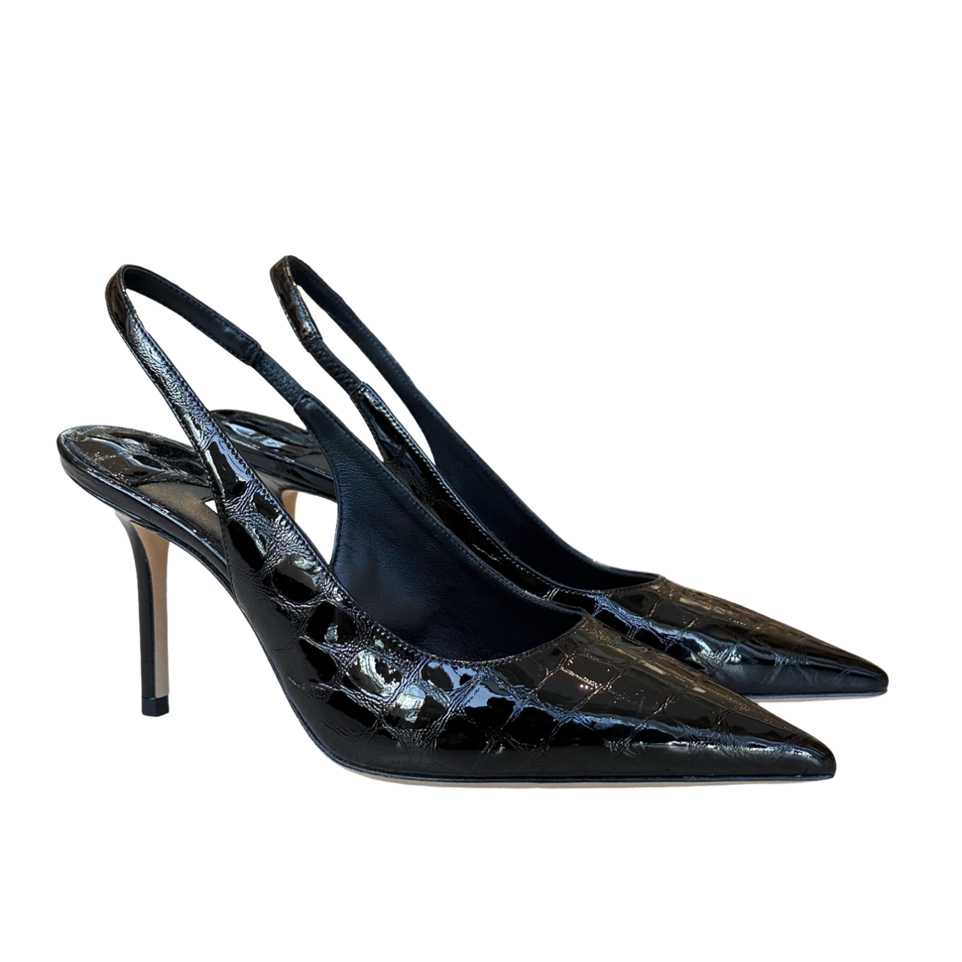Visuel 2 : Jimmy Choo | Escarpin Love Slingback vernis croco noir| Boutique Parenthese Bordeaux