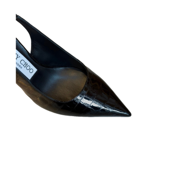 Visuel 4 : Jimmy Choo | Escarpin Love Slingback vernis croco noir| Boutique Parenthese Bordeaux