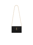 Visuel 2 : Saint Laurent | Pochette Chain Wallet Cassandre en cuir grainé noir et or | Boutique Parenthese