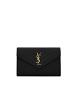 Visuel 1 : Saint Laurent | Pochette Chain Wallet Cassandre en cuir grainé noir et or | Boutique Parenthese