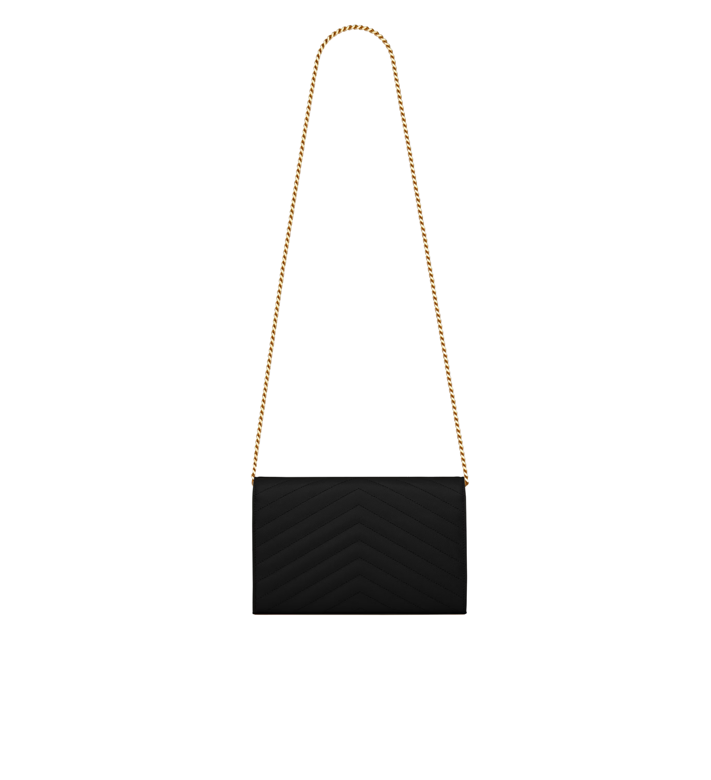 Visuel 4 : Saint Laurent | Pochette Chain Wallet Cassandre en cuir grainé noir et or | Boutique Parenthese