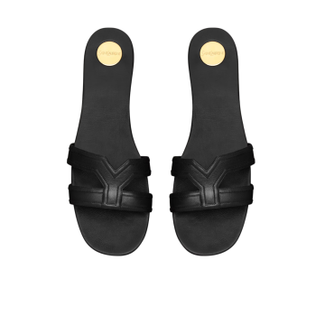 Visuel 3 : Collection Saint Laurent Bordeaux | Mule mabrouka en cuir noir| Boutique Parenthese