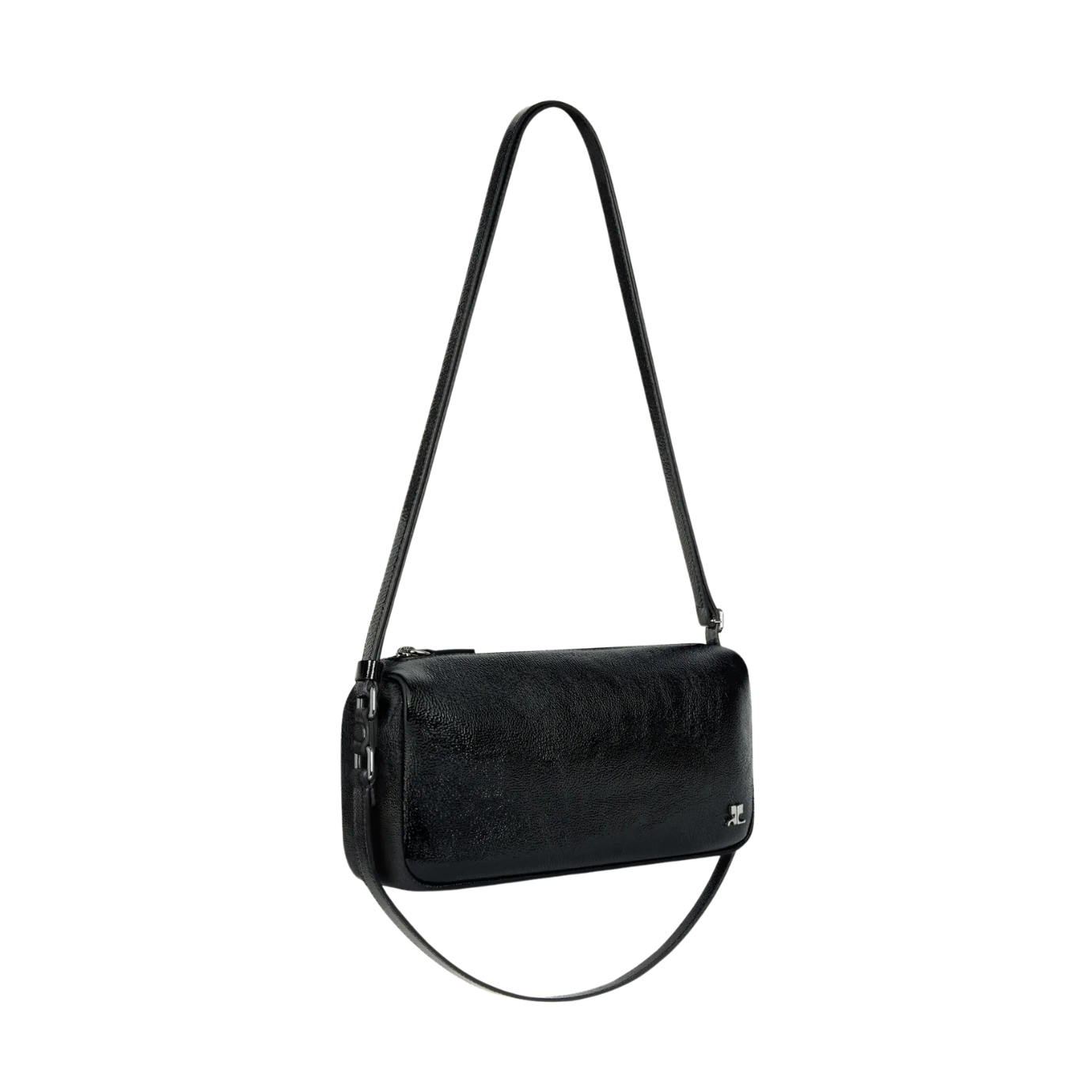 Visuel 2 : Courrèges | Petit sac Three Sixty en cuir noir vinyle | Boutique Parenthese Bordeaux