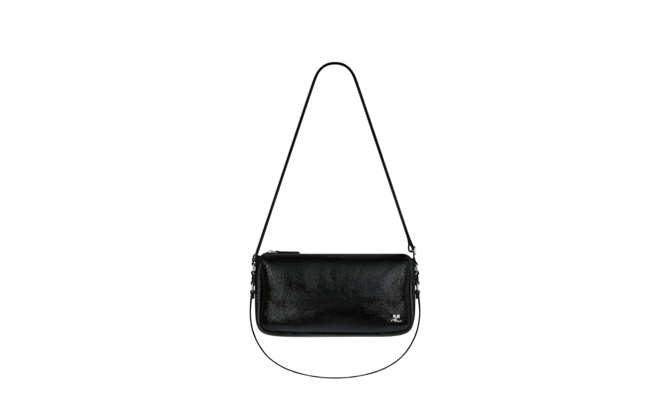 Visuel 1 : Courrèges | Petit sac Three Sixty en cuir noir vinyle | Boutique Parenthese Bordeaux
