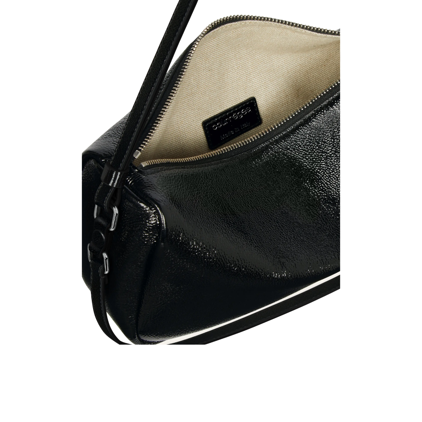 Visuel 4 : Courrèges | Petit sac Three Sixty en cuir noir vinyle | Boutique Parenthese Bordeaux