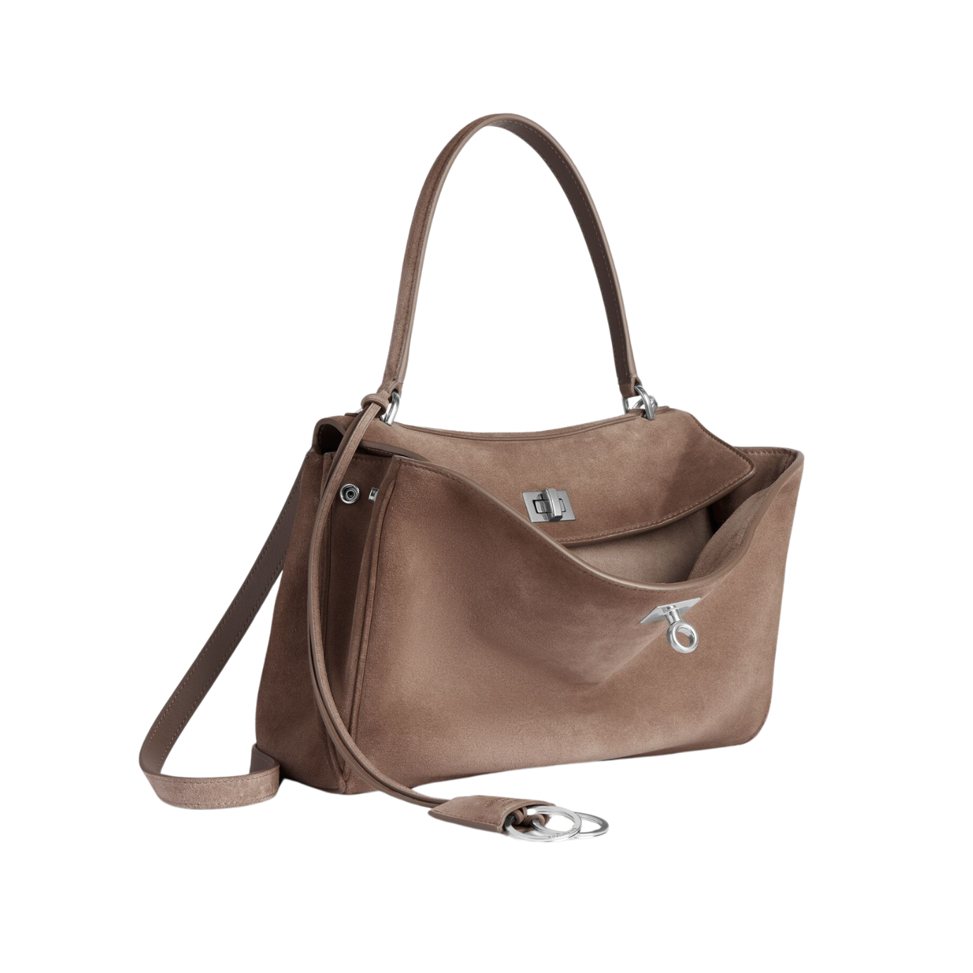 Visuel 2 : Collection Balenciaga Bordeaux | Sac Rodeo small en suède sésame|  Sac de Luxe Parenthese Bordeaux