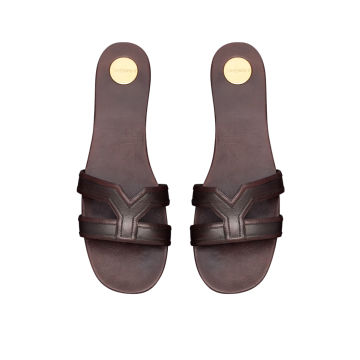 Visuel 3 : Collection Saint Laurent Bordeaux | Mule mabrouka en cuir paris brown| Boutique Parenthese