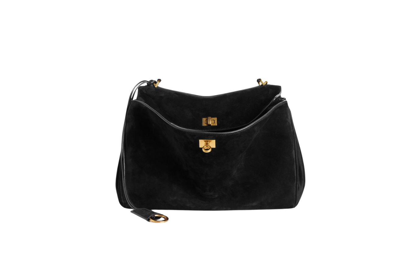 Visuel 1 : Collection Balenciaga|Sac Rodeo Medium en suede noir| Boutique Parenthese Bordeaux