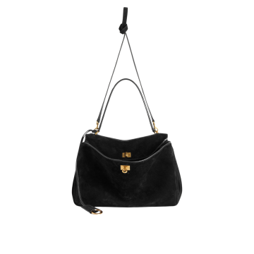 Visuel 5 : Collection Balenciaga|Sac Rodeo Medium en suede noir| Boutique Parenthese Bordeaux