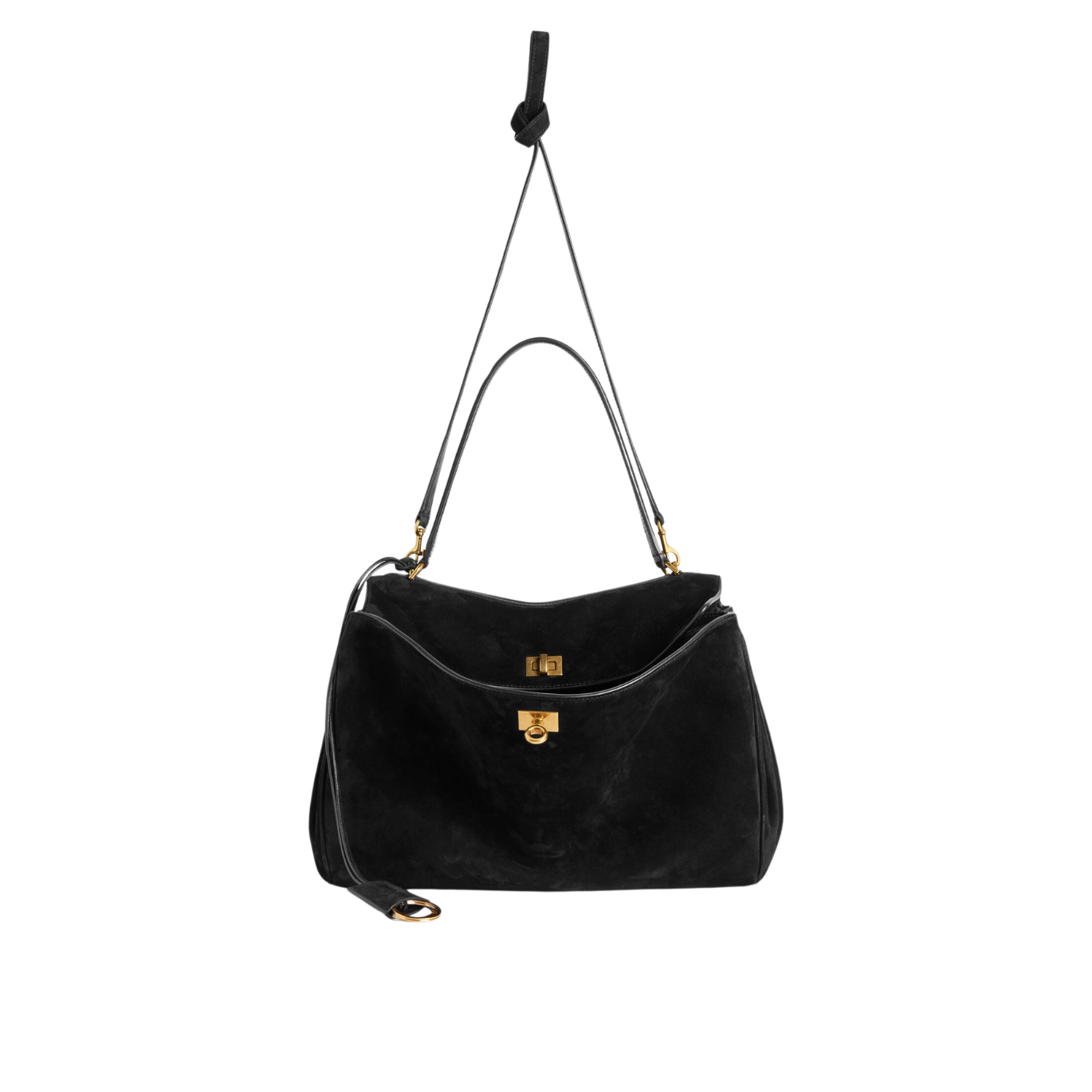 Visuel 5 : Collection Balenciaga|Sac Rodeo Medium en suede noir| Boutique Parenthese Bordeaux