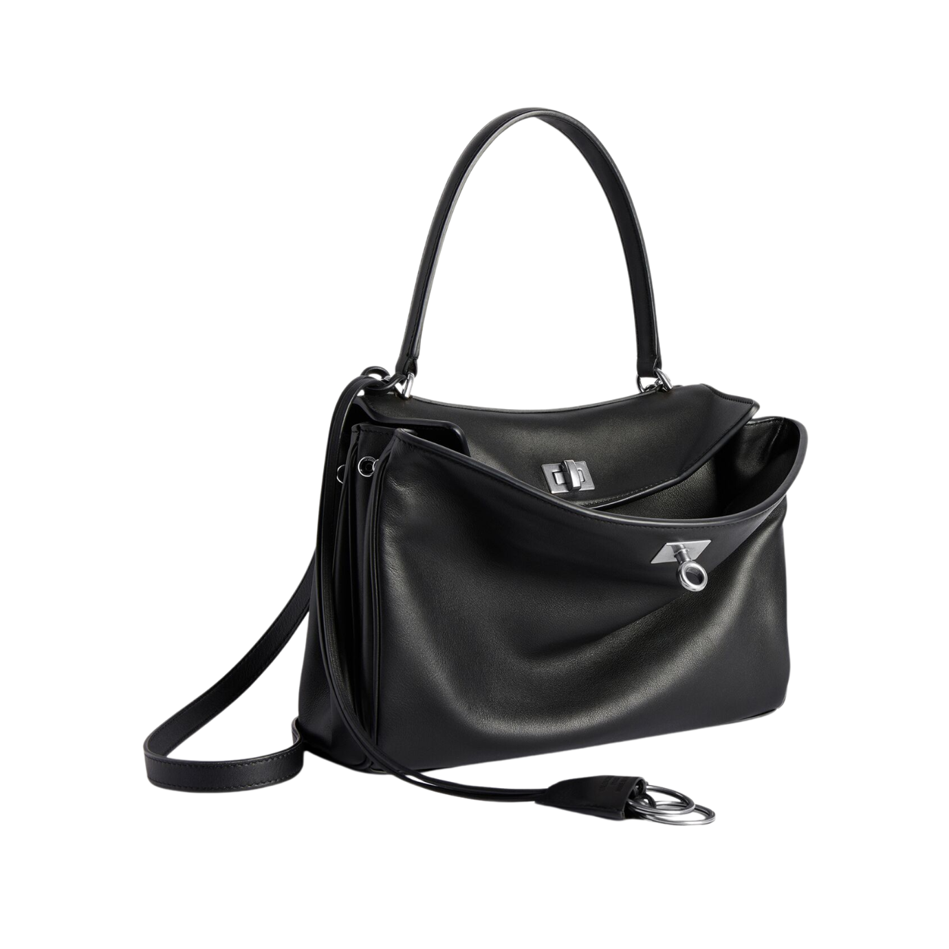 Visuel 2 : Collection Balenciaga Bordeaux | Sac Rodeo small en cuir noir argent | Sac de Luxe Parenthese Bordeaux