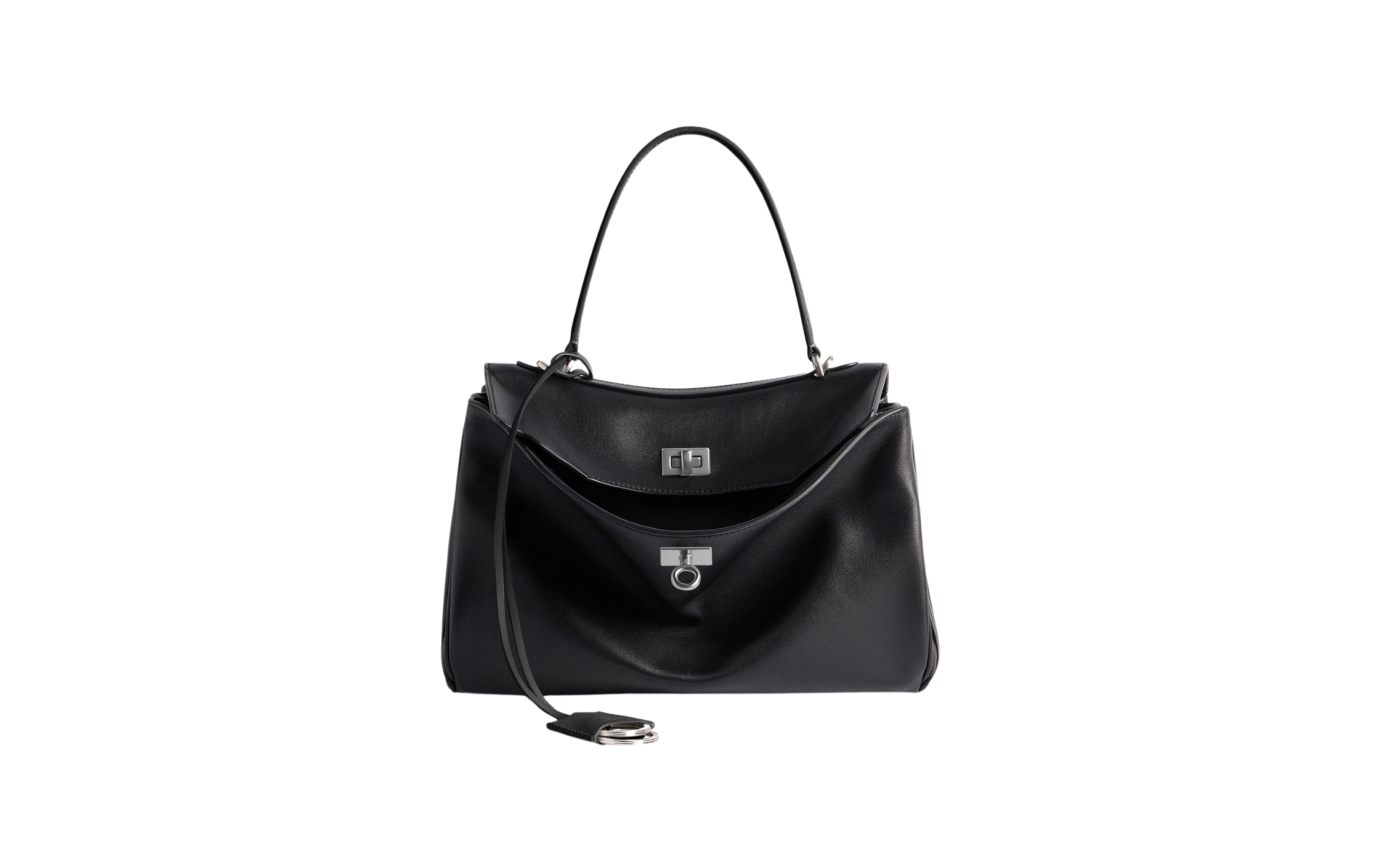 Visuel 1 : Collection Balenciaga Bordeaux | Sac Rodeo small en cuir noir argent | Sac de Luxe Parenthese Bordeaux