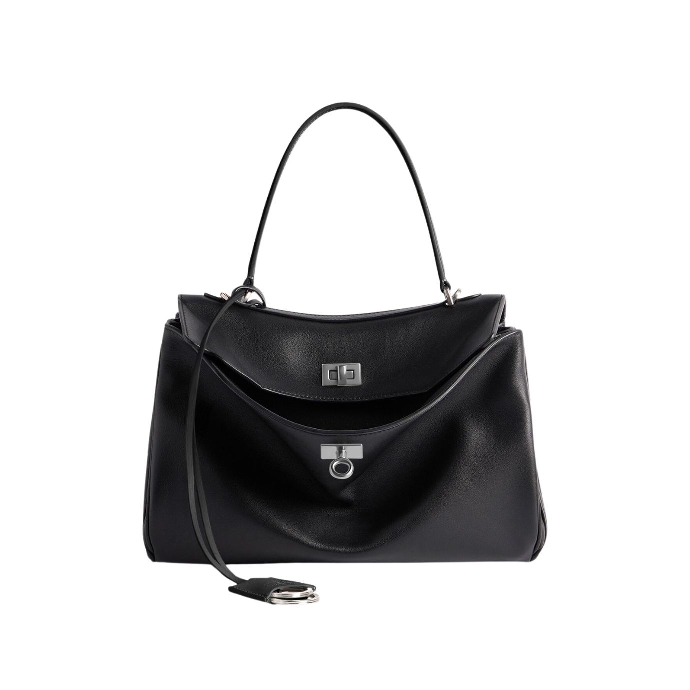 Visuel 1 : Collection Balenciaga Bordeaux | Sac Rodeo small en cuir noir argent | Sac de Luxe Parenthese Bordeaux