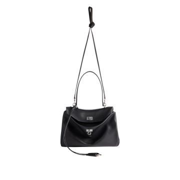 Visuel 4 : Collection Balenciaga Bordeaux | Sac Rodeo small en cuir noir argent | Sac de Luxe Parenthese Bordeaux