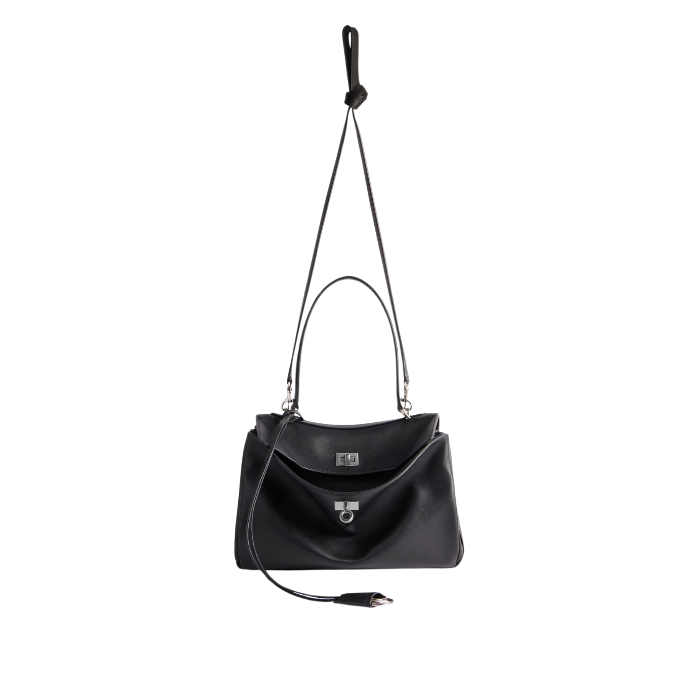 Visuel 4 : Collection Balenciaga Bordeaux | Sac Rodeo small en cuir noir argent | Sac de Luxe Parenthese Bordeaux