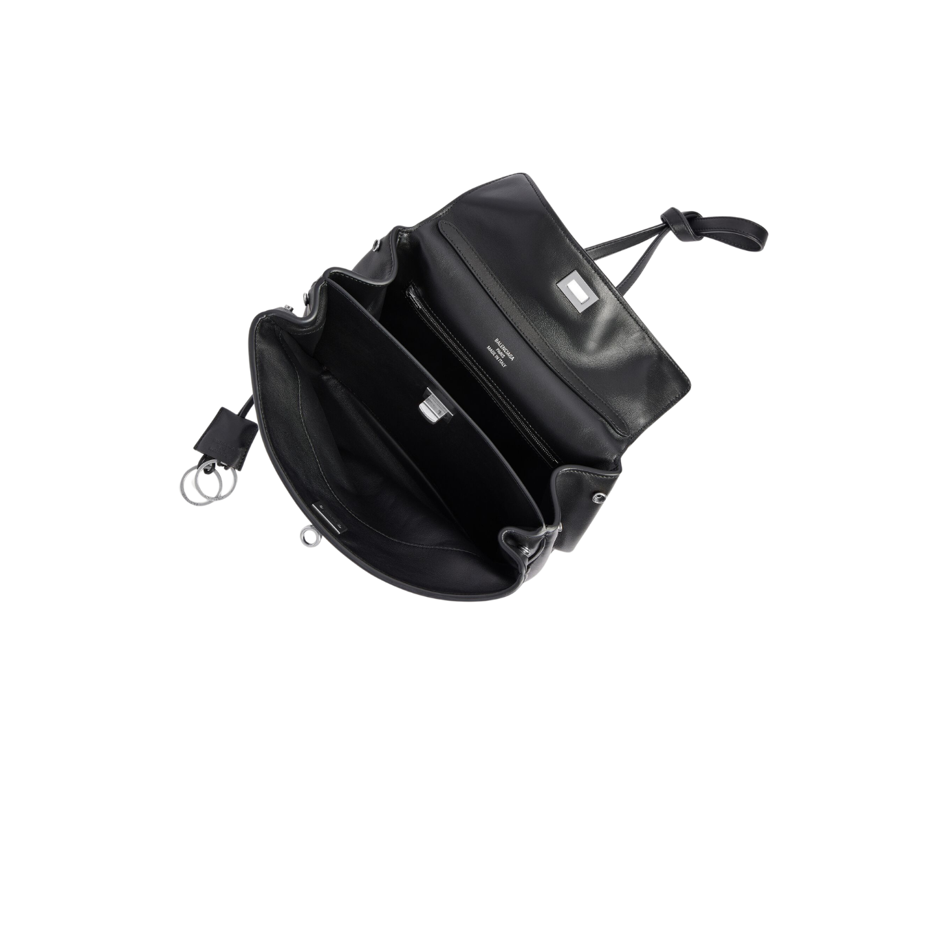 Visuel 5 : Collection Balenciaga Bordeaux | Sac Rodeo small en cuir noir argent | Sac de Luxe Parenthese Bordeaux