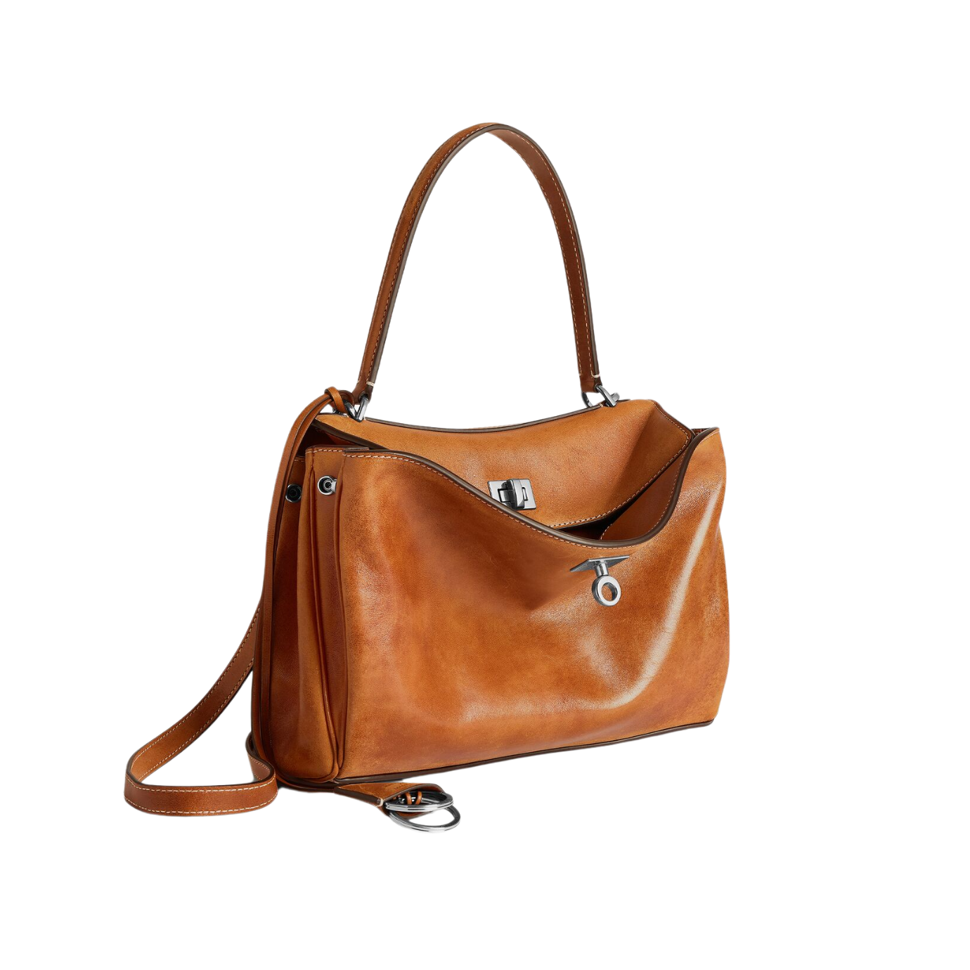 Visuel 2 : Collection Balenciaga Bordeaux | Sac Rodeo small en cuir tan cowboy| Sac de Luxe Parenthese Bordeaux