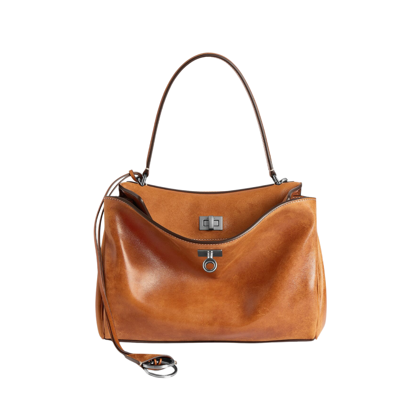 Visuel 1 : Collection Balenciaga Bordeaux | Sac Rodeo small en cuir tan cowboy| Sac de Luxe Parenthese Bordeaux