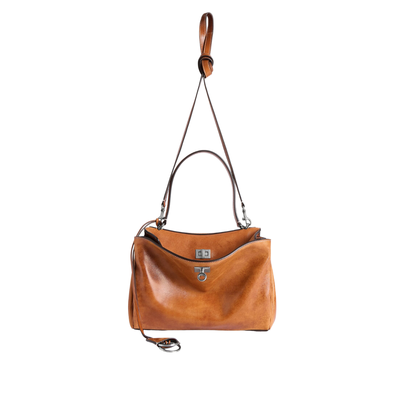 Visuel 4 : Collection Balenciaga Bordeaux | Sac Rodeo small en cuir tan cowboy| Sac de Luxe Parenthese Bordeaux