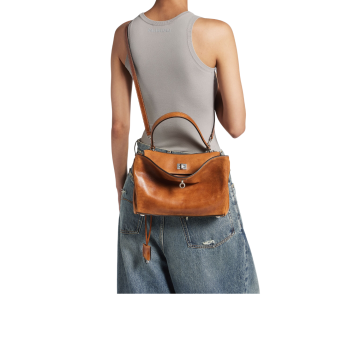 Visuel 6 : Collection Balenciaga Bordeaux | Sac Rodeo small en cuir tan cowboy| Sac de Luxe Parenthese Bordeaux