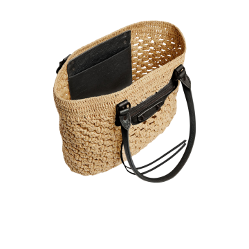 Visuel 4 : Collection Balenciaga Bordeaux | Panier le city medium raphia et noir | Sac de Luxe Parenthese Bordeaux