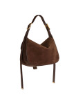 Visuel 3 : Collection Balenciaga Bordeaux | Sac Clicca medium en veau velours muscade| Sac de Luxe Parenthese Bordeaux