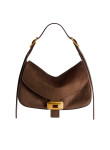 Visuel 1 : Collection Balenciaga Bordeaux | Sac Clicca medium en veau velours muscade| Sac de Luxe Parenthese Bordeaux