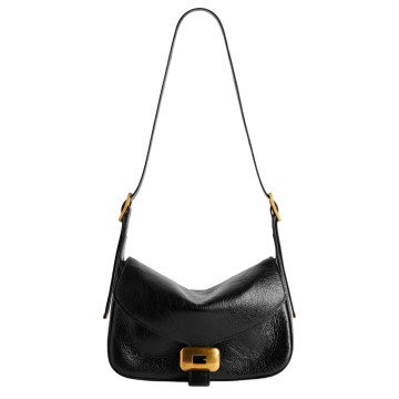 Visuel 3 : Collection Balenciaga Bordeaux | Sac Clicca medium en cuir d'agneau Arena noir| Sac de Luxe Parenthese Bordeaux