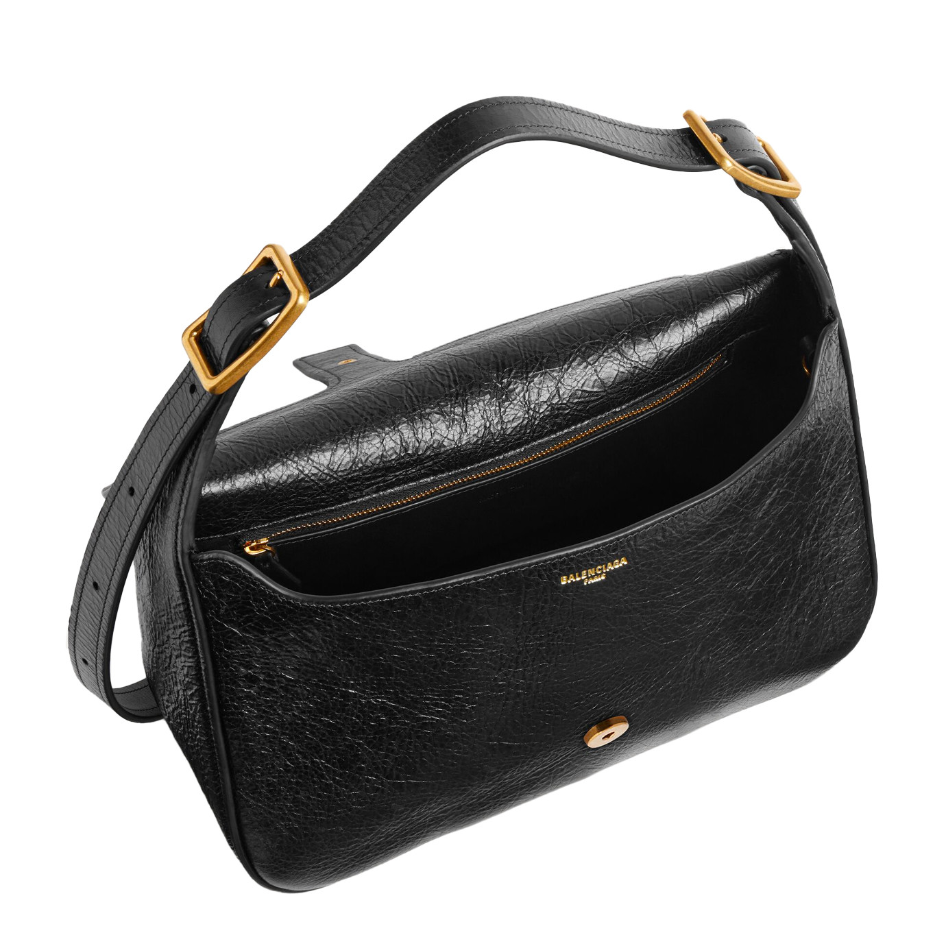 Visuel 5 : Collection Balenciaga Bordeaux | Sac Clicca medium en cuir d'agneau Arena noir| Sac de Luxe Parenthese Bordeaux