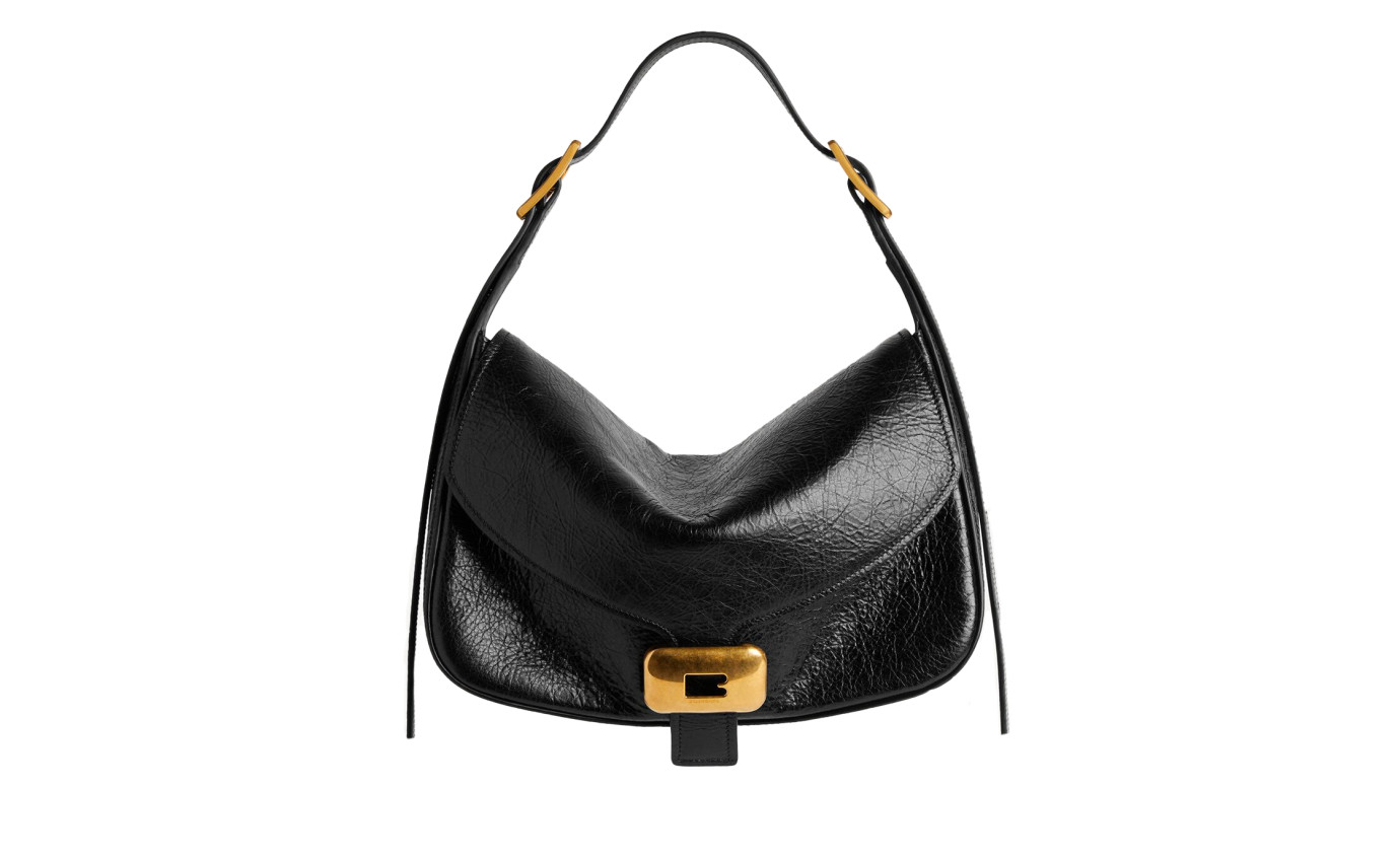 Visuel 1 : Collection Balenciaga Bordeaux | Sac Clicca medium en cuir d'agneau Arena noir| Sac de Luxe Parenthese Bordeaux