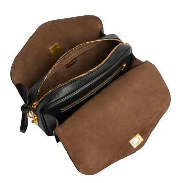 Visuel 4 : Collection Balenciaga Bordeaux | Sac Le 7 en cuir noir et veau velours muscade| Sac de Luxe Parenthese Bordeaux