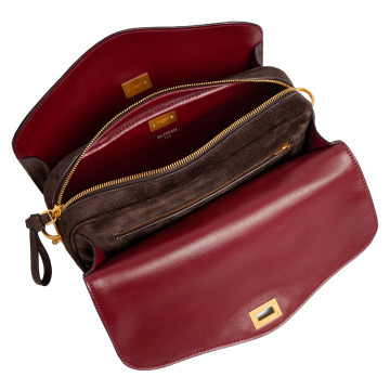 Visuel 4 : Collection Balenciaga Bordeaux | Sac Le 7 en veau velours moka et cuir nappa rubis| Sac de Luxe Parenthese Bordeaux