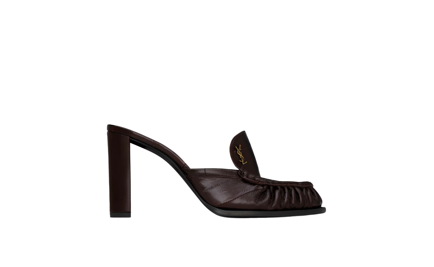 Visuel 1 : Collection Saint Laurent Bordeaux | Mule à talon Magnum marron | Boutique de chaussures de Luxe Parenthese Bordeaux