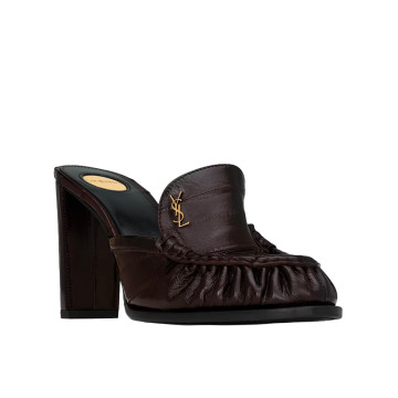 Visuel 3 : Collection Saint Laurent Bordeaux | Mule à talon Magnum marron | Boutique de chaussures de Luxe Parenthese Bordeaux
