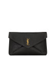 Visuel 1 : Collection Saint Laurent | Sac enveloppe large en cuir noir | Boutique Parenthese Bordeaux
