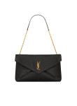 Visuel 2 : Collection Saint Laurent | Sac enveloppe large en cuir noir | Boutique Parenthese Bordeaux