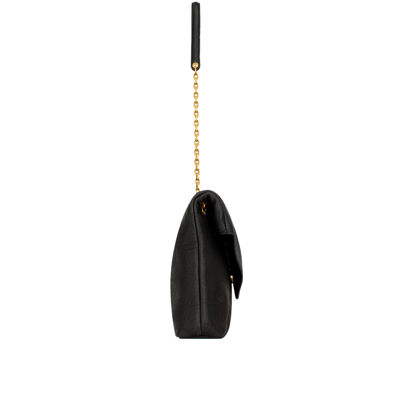 Visuel 4 : Collection Saint Laurent | Sac enveloppe large en cuir noir | Boutique Parenthese Bordeaux