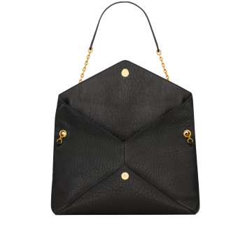 Visuel 5 : Collection Saint Laurent | Sac enveloppe large en cuir noir | Boutique Parenthese Bordeaux
