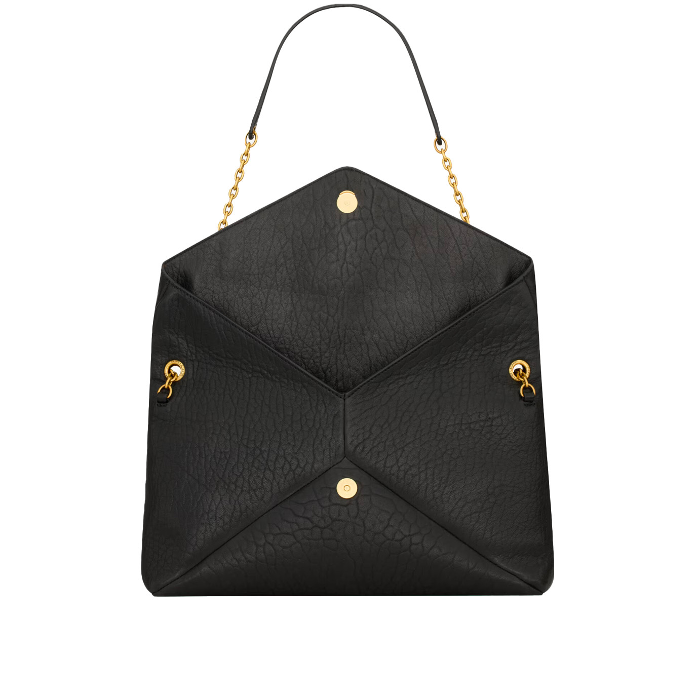 Visuel 5 : Collection Saint Laurent | Sac enveloppe large en cuir noir | Boutique Parenthese Bordeaux