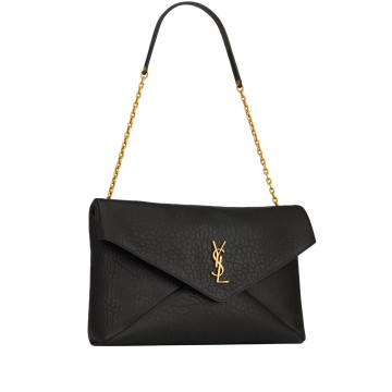 Visuel 6 : Collection Saint Laurent | Sac enveloppe large en cuir noir | Boutique Parenthese Bordeaux
