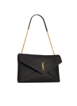 Visuel 6 : Collection Saint Laurent | Sac enveloppe large en cuir noir | Boutique Parenthese Bordeaux