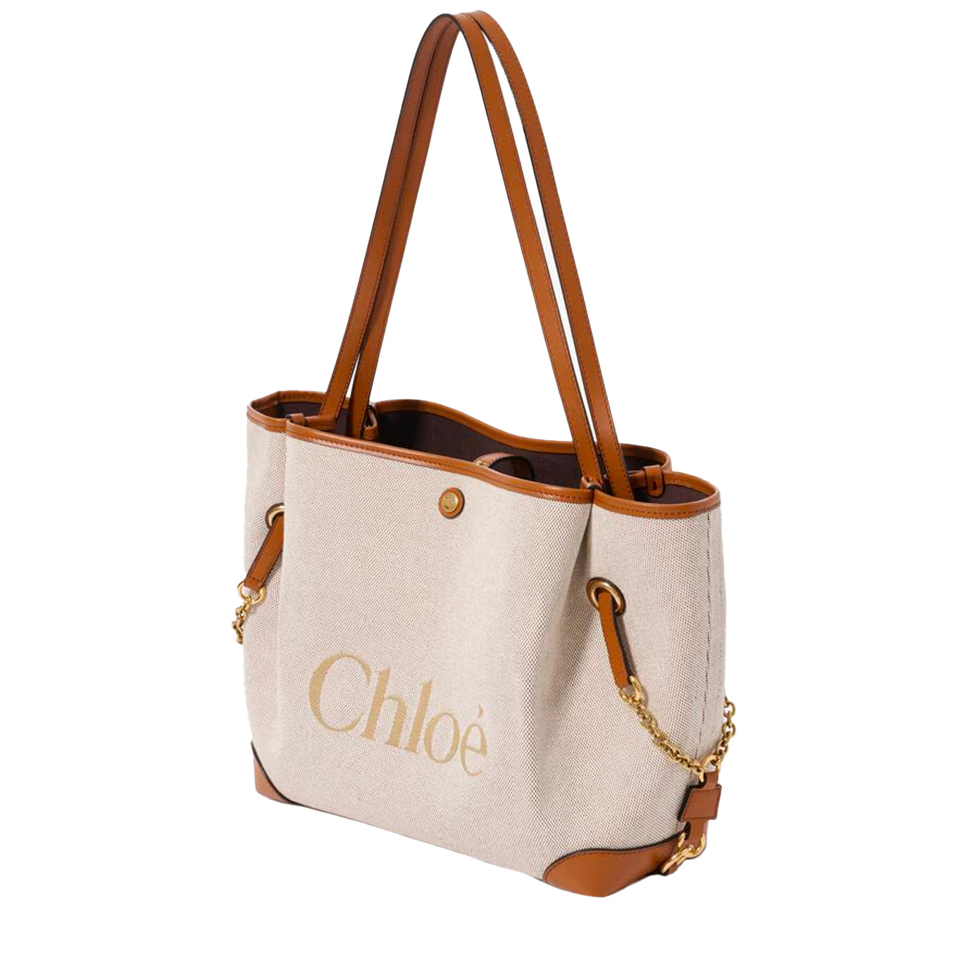 Visuel 2 : Chloé| Cabas Clover en toile et cuir brown | Boutique Parenthese Bordeaux