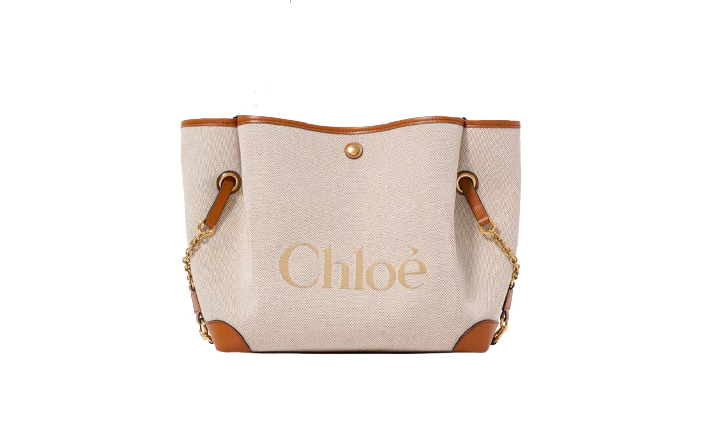 Visuel 1 : Chloé| Cabas Clover en toile et cuir brown | Boutique Parenthese Bordeaux