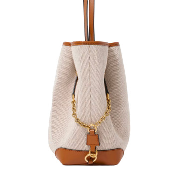 Visuel 5 : Chloé| Cabas Clover en toile et cuir brown | Boutique Parenthese Bordeaux