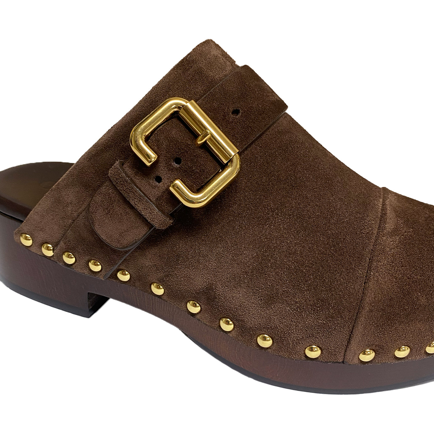 Visuel 3 : Collection Chloé Bordeaux | Chaussures sabot Jeannette en veau velours marron| Boutique Luxe Parenthese Bordeaux