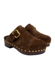 Visuel 2 : Collection Chloé Bordeaux | Chaussures sabot Jeannette en veau velours marron| Boutique Luxe Parenthese Bordeaux
